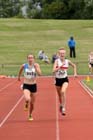 Amy Hinchly (Vale Royal AC) outsprints no 360 Rosie Johnson (Liverpool Pembroke) to win the under-17s 1500 metres at the Northern Under-17s and 15s Championships, Liverpool.
